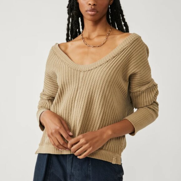 Free People New Magic Thermal Golden Olive Size Small - Picture 1 of 4